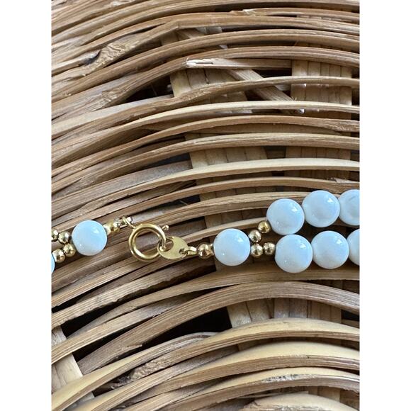 Vintage 80s Necklace/Earring Set Ceramic White Turquoise Happy Fun Accessories - Picture 7 of 9